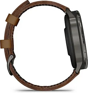 Smartwatch Garmin Venu 4 45mm, AMOLED 1.4", rrip lëkure, slate/kafe