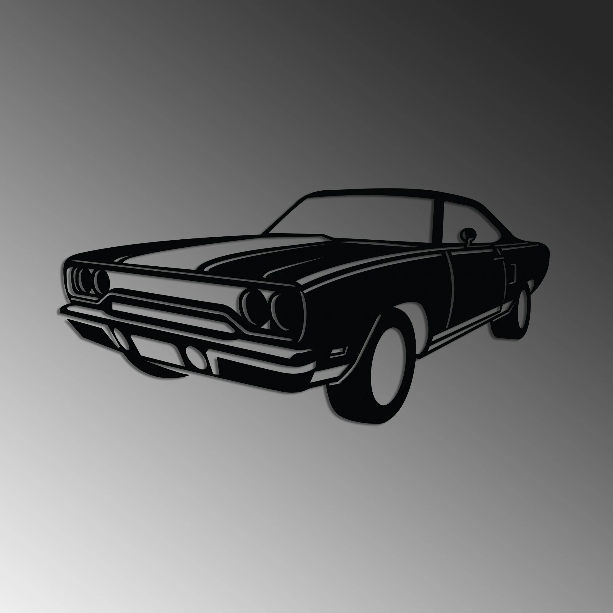 Aksesor dekorativ metalik për mur, Wallity, Plymouth GTX, ngjyrë e zezë, 60x30cm