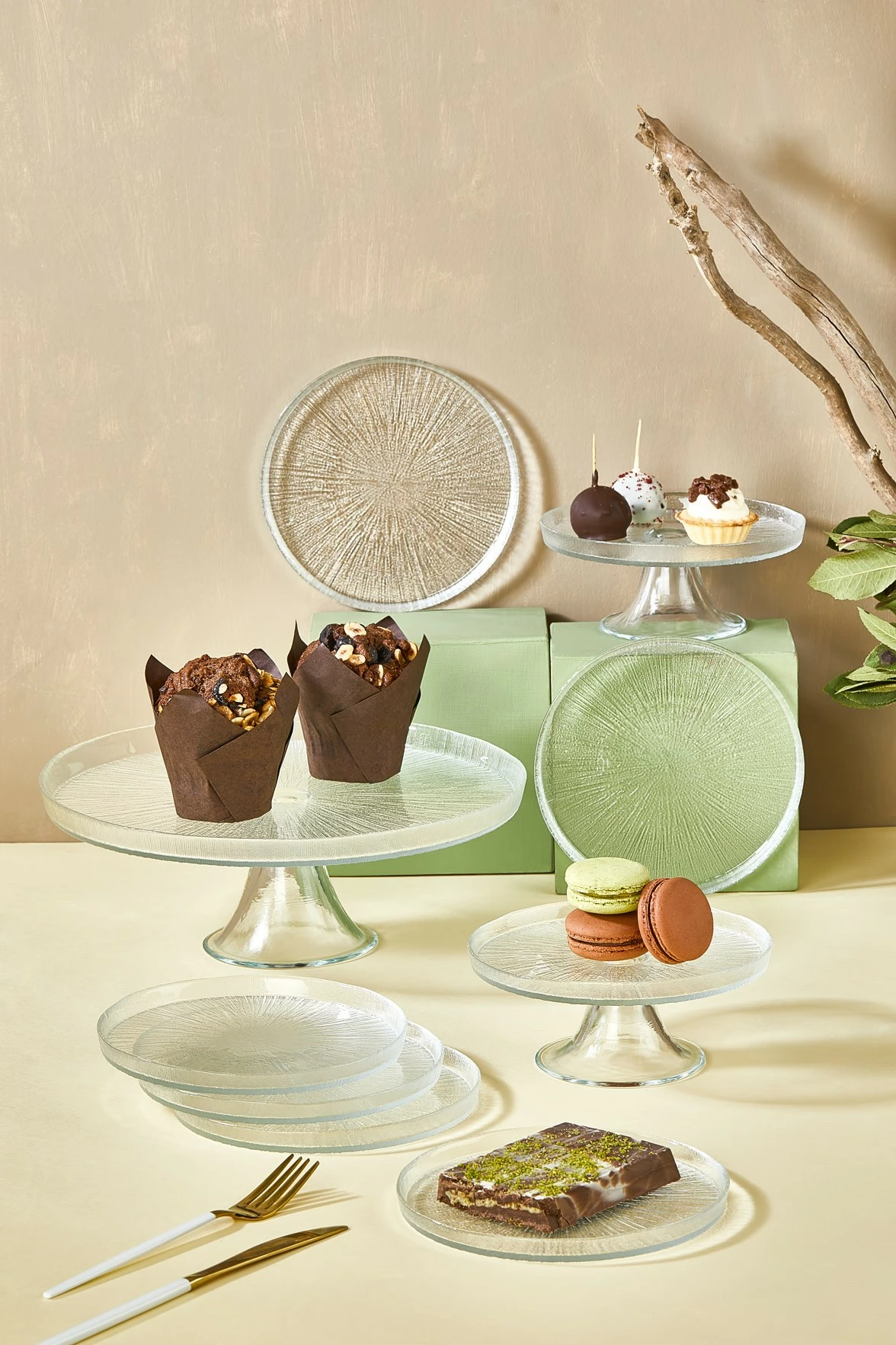 Set pjatash për ëmbëlsira (9 copë), Hermia, Rexi, transparent