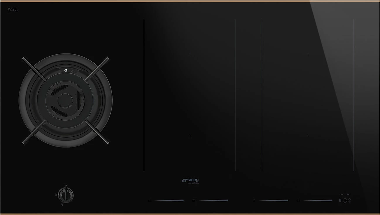 Pllakë gatimi me induksion dhe gaz SMEG PM6954R, 2 + 3 zona, e zezë