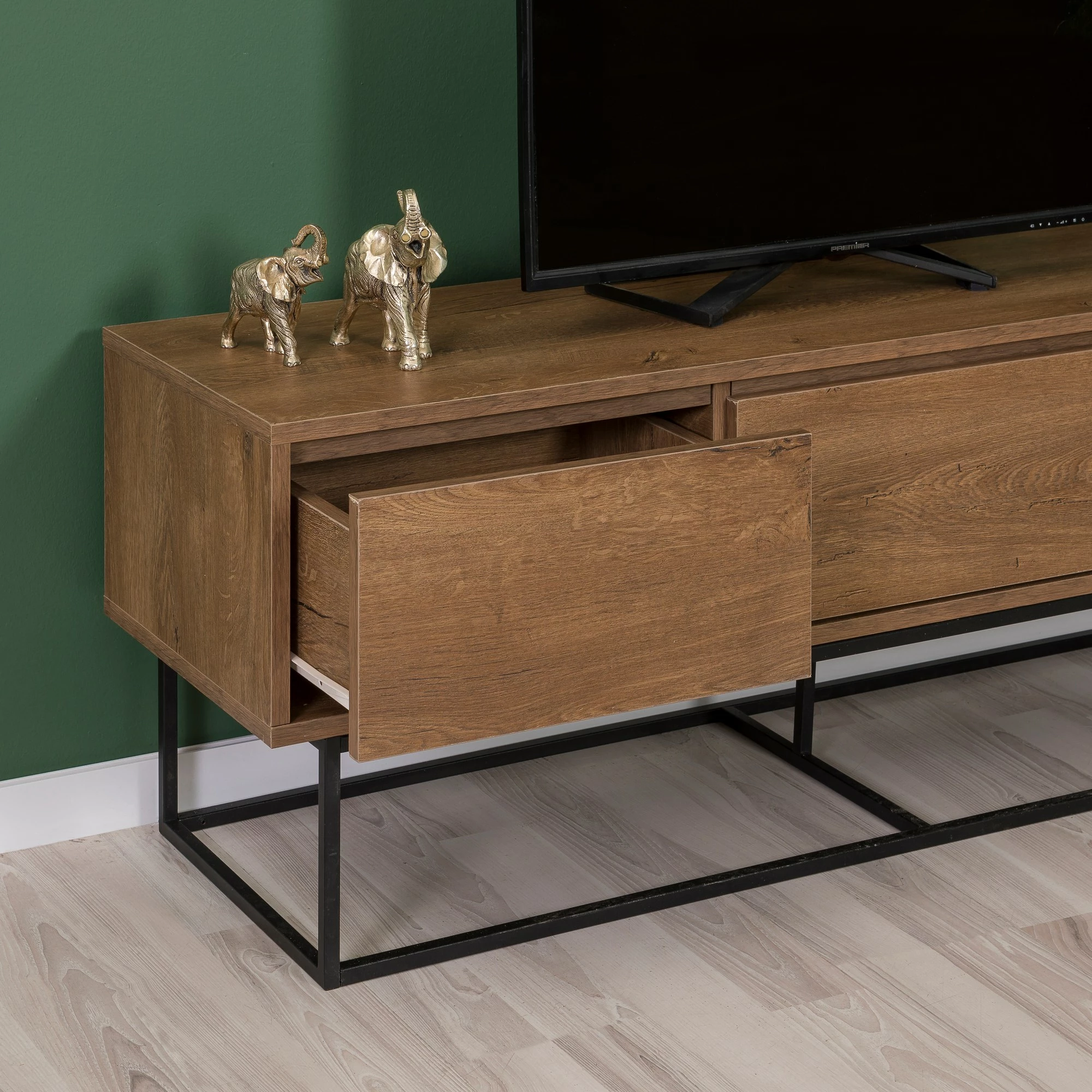 Set mobiljesh për dhomë dite, ngjyrë arre dhe e zezë, Skye Decor, Laxus Takım 17