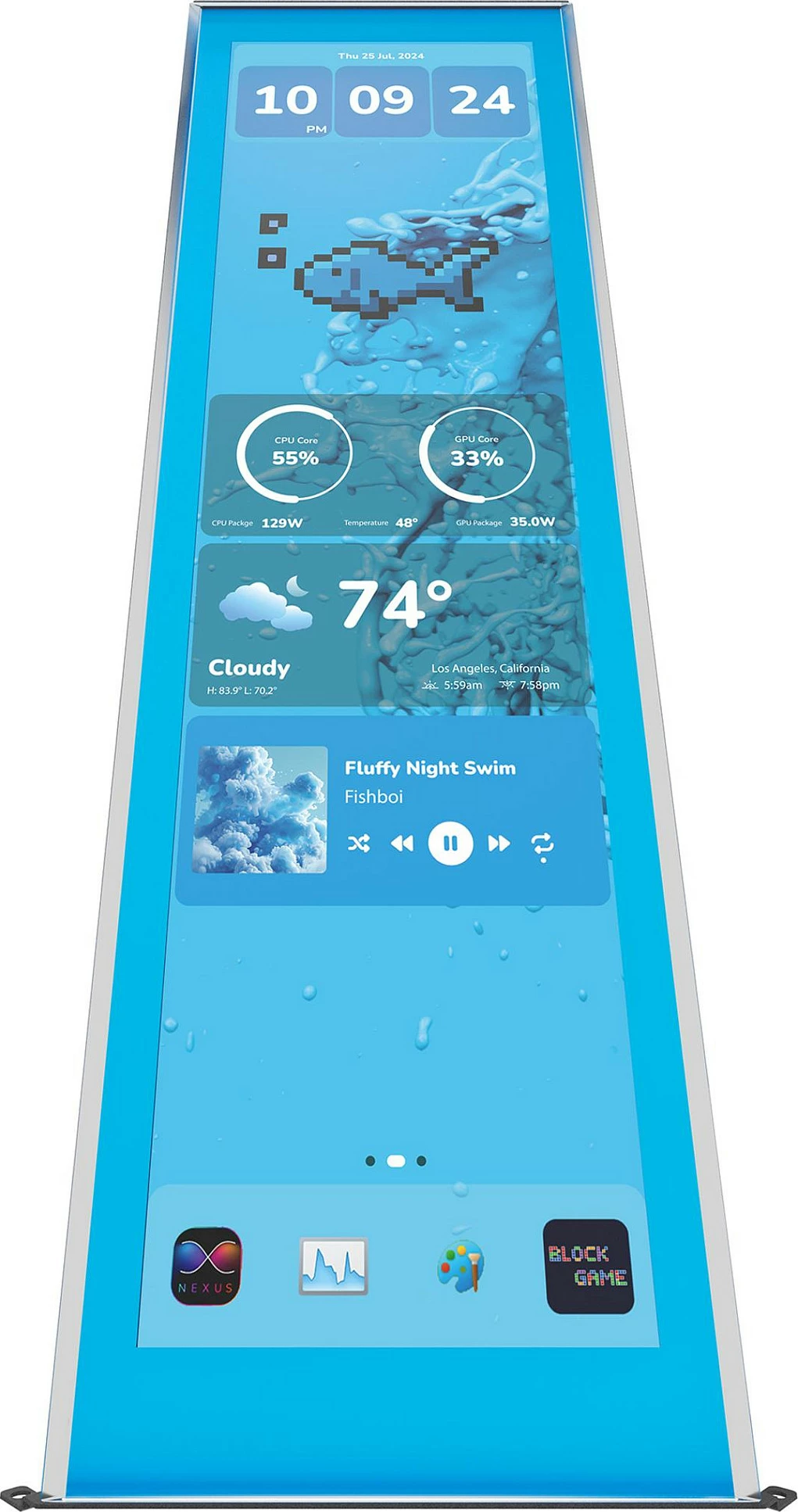 Display upgrade HYTE Y70 Touch, 14.5 inç (36.8 cm), Blueberry Milk, blu