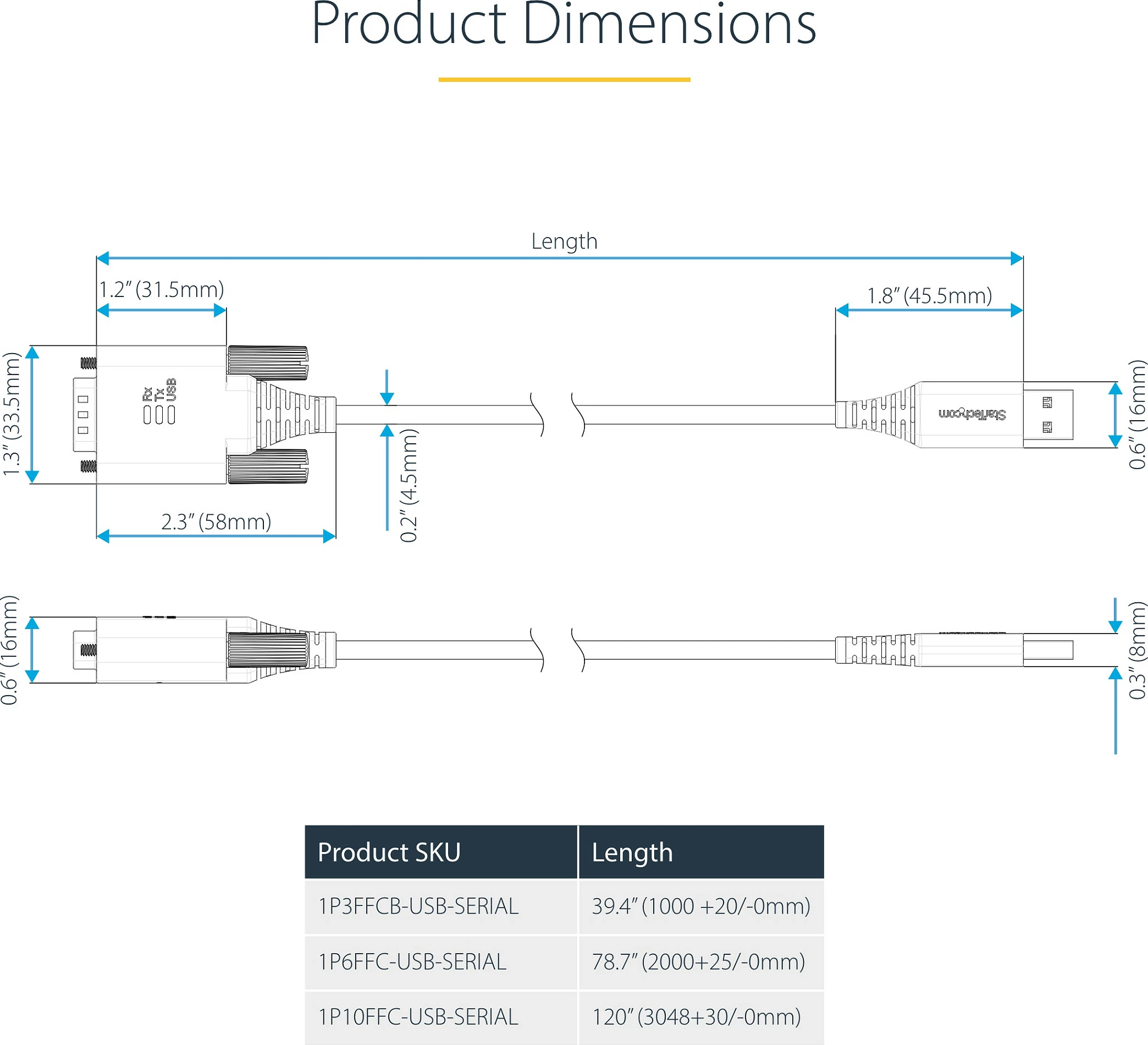 Kabllo adapter StarTech USB-A në Serial RS232 DB9, 2m, FTDI, e zezë