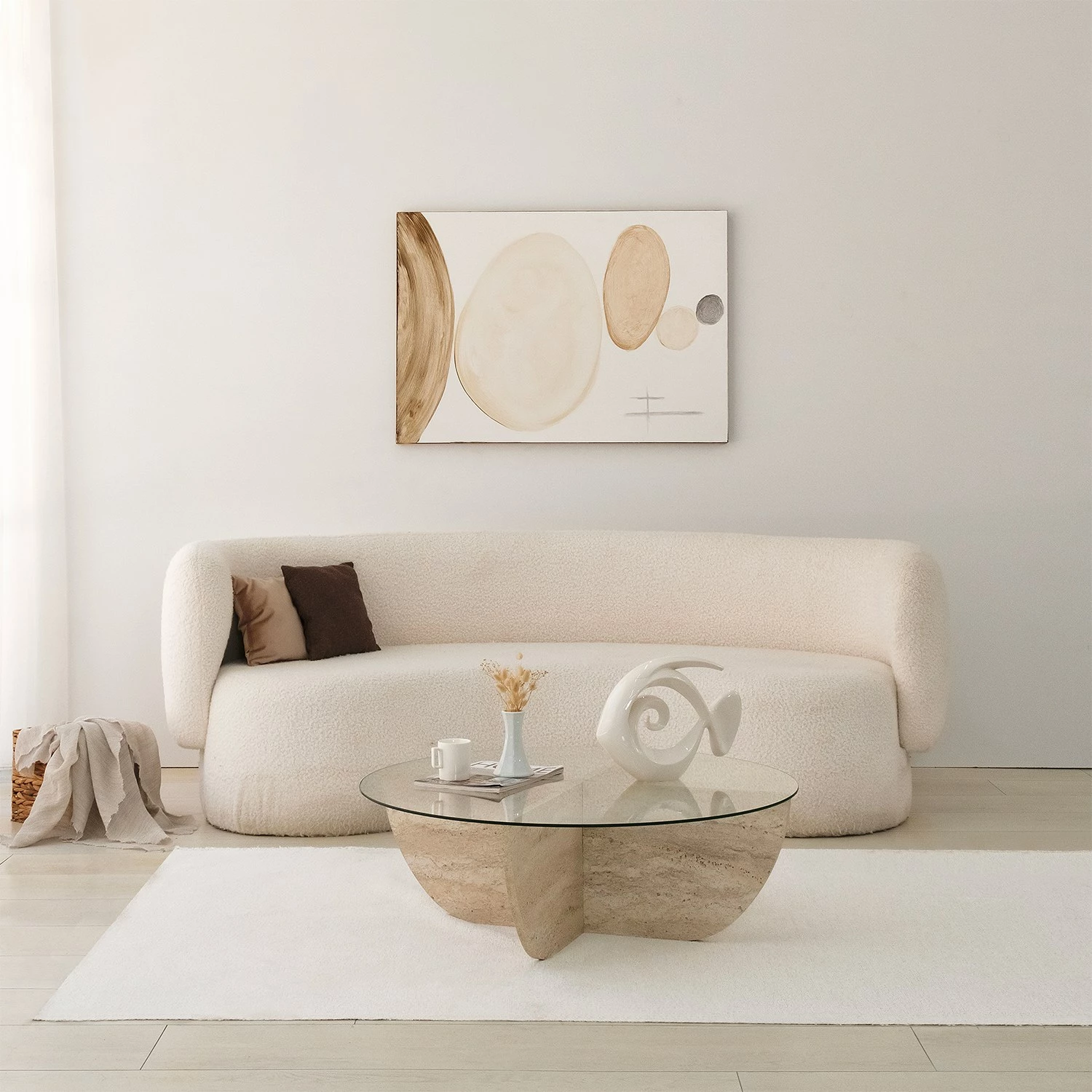 Tavolinë kafeje Hanah Home, Lily, ngjyrë travertin, 90x30cm