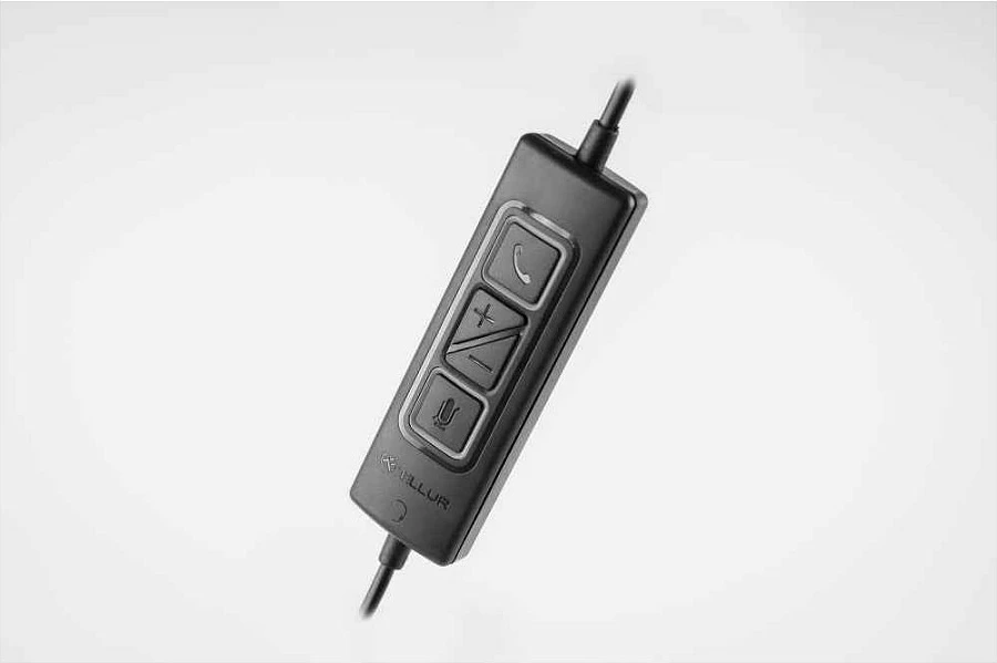 Kufje me mikrofon Tellur Voice 320, USB-A/USB-C, me kabllo 2.2 m, të zeza