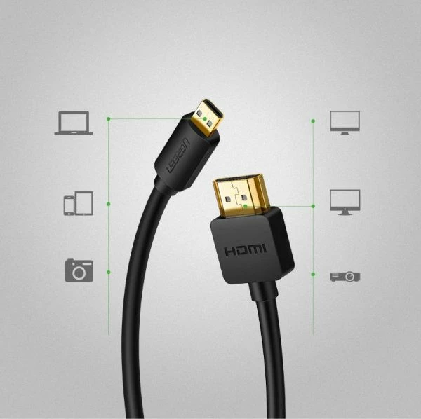Kabllo HDMI Micro - HDMI Ugreen 54697, 1.5m, HDMI 2.0, 4K 60Hz, e zezë