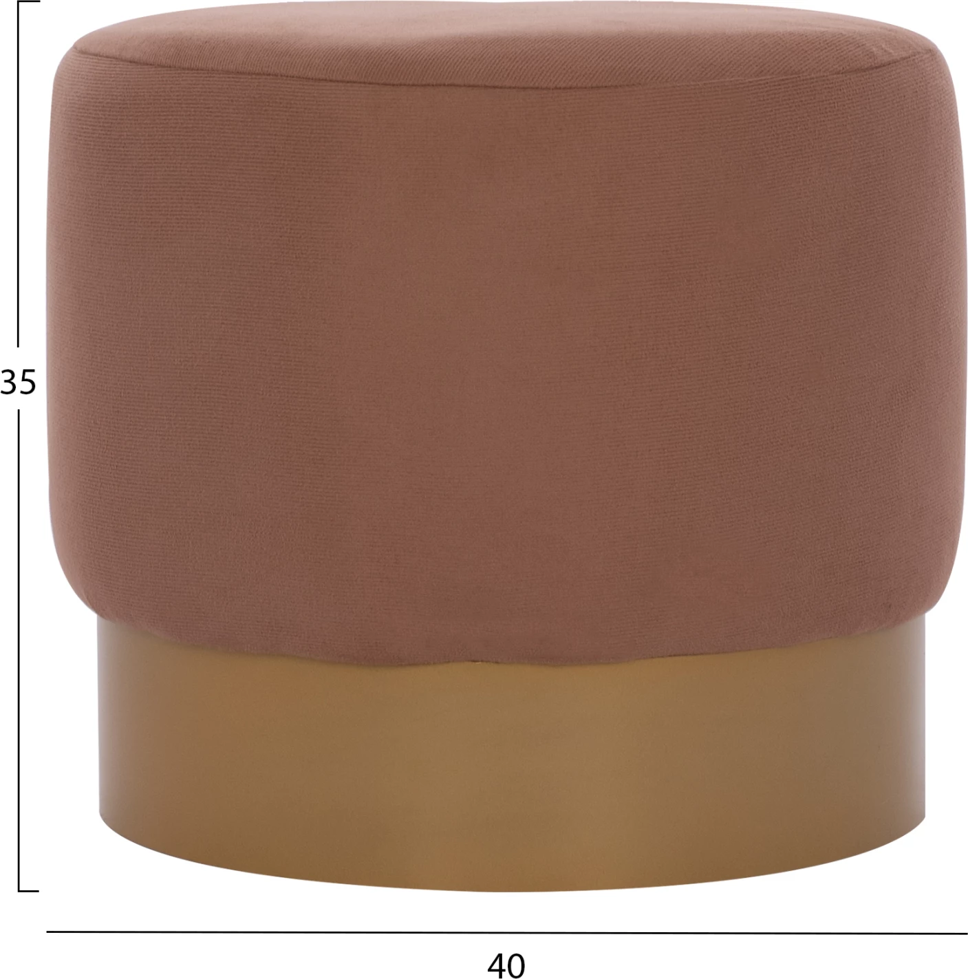 Puf/Karrige cilindrike, ngjyrë kafe, bazë e artë, FH9260.04