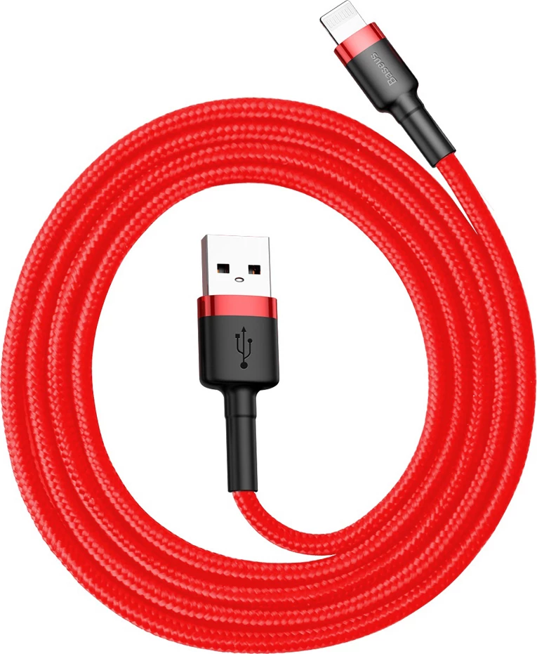 Kabllo Baseus Cafule CALKLF-B09, USB-A në Lightning, 1 m, e kuqe