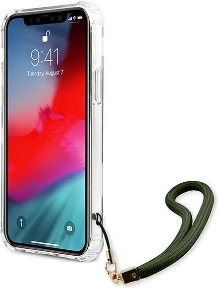 Mbështjellës Guess GUHCP12LKSARKA për iPhone 12 Pro Max 6.7", Camo, Jeshil me varëse