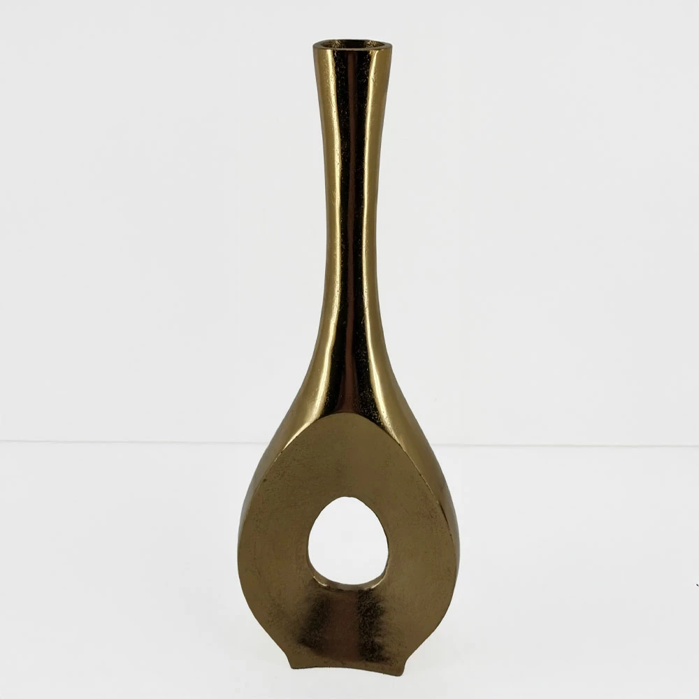 Vazo Adel, alumin, ngjyrë ari, 19x7x56cm