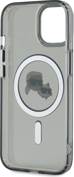 Mbështjellës Karl Lagerfeld KLHMP15SHLSKCK për iPhone 15 6.1", i fortë, MagSafe, i zi