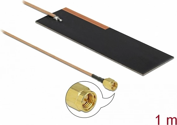 Antena LPWAN DeLOCK, SMA mashkull, kabëll RG-178 1 m, 1–2 dBi, e zezë