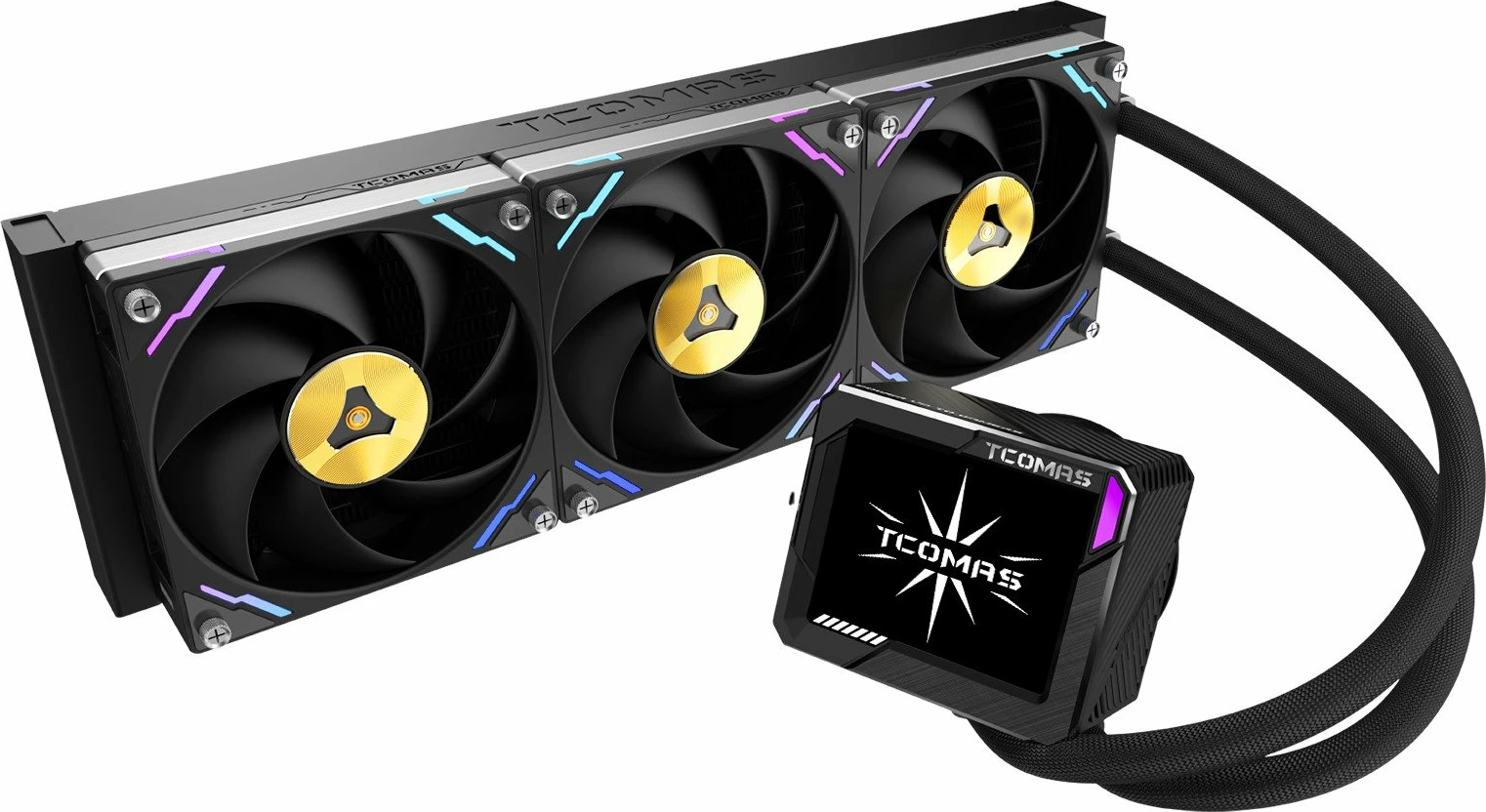 Sistem ftohje me ujë AIO Tcomas LG700 PRO 360, 3x120mm PWM, ARGB, ekran IPS 3.5", e zezë