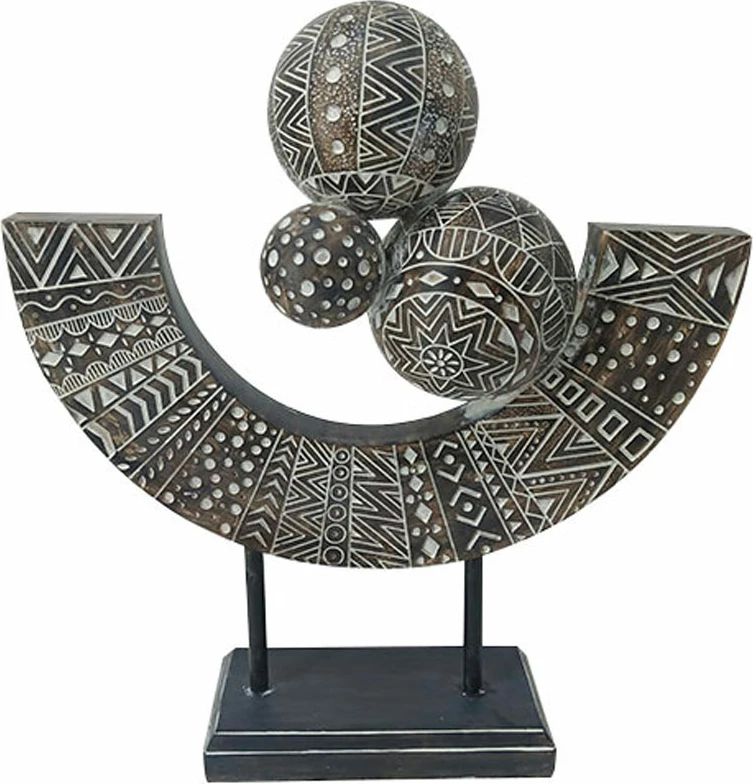 Dekor Totem RABIA, polirezine, kafe-bezhë-bardhë, 35x10x40cm