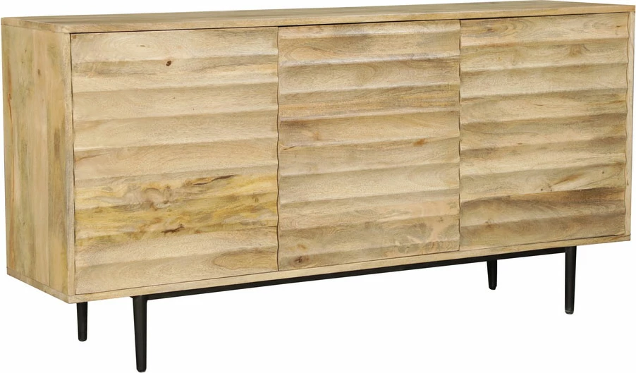 Komodë anësore Wave, dru mango natyral, metal i zi, 160x40x80