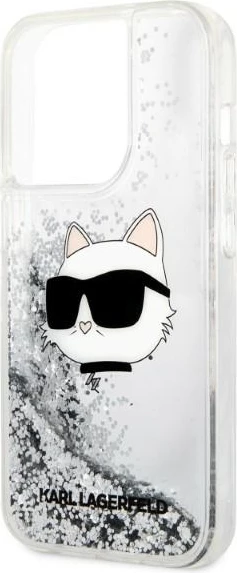 Mbështjellës Karl Lagerfeld KLHCP14XLNHCS për iPhone 14 Pro Max 6.7", Glitter Choupette, Argjendtë