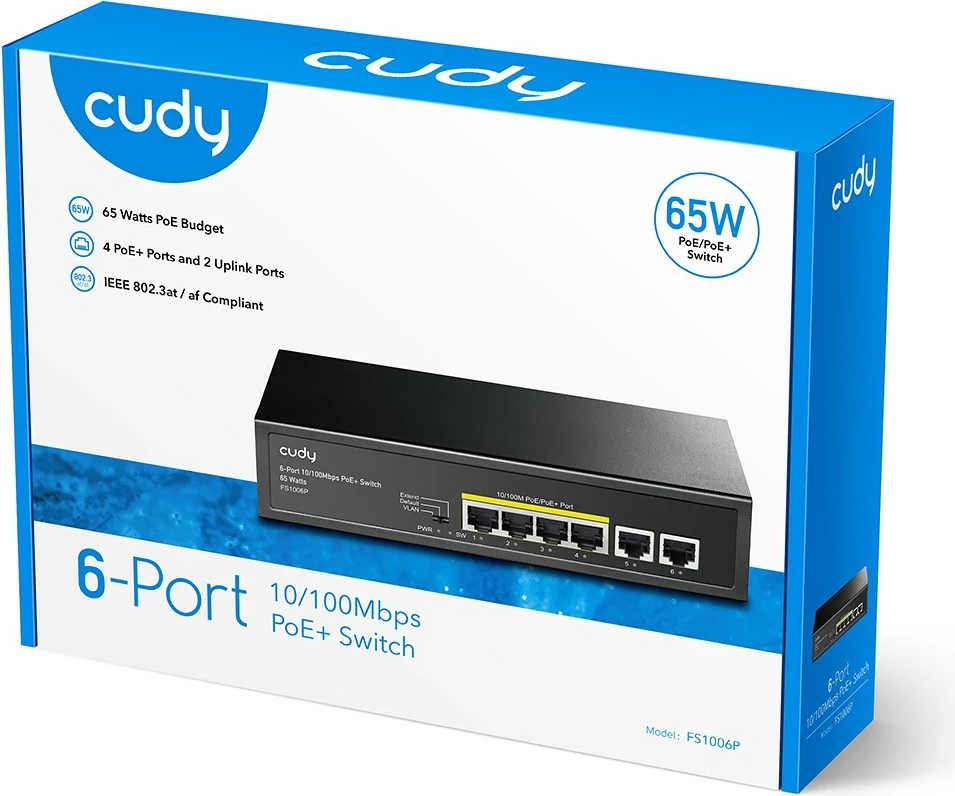 Switch Cudy FS1006P, Fast Ethernet, PoE, 6 porte, Metal
