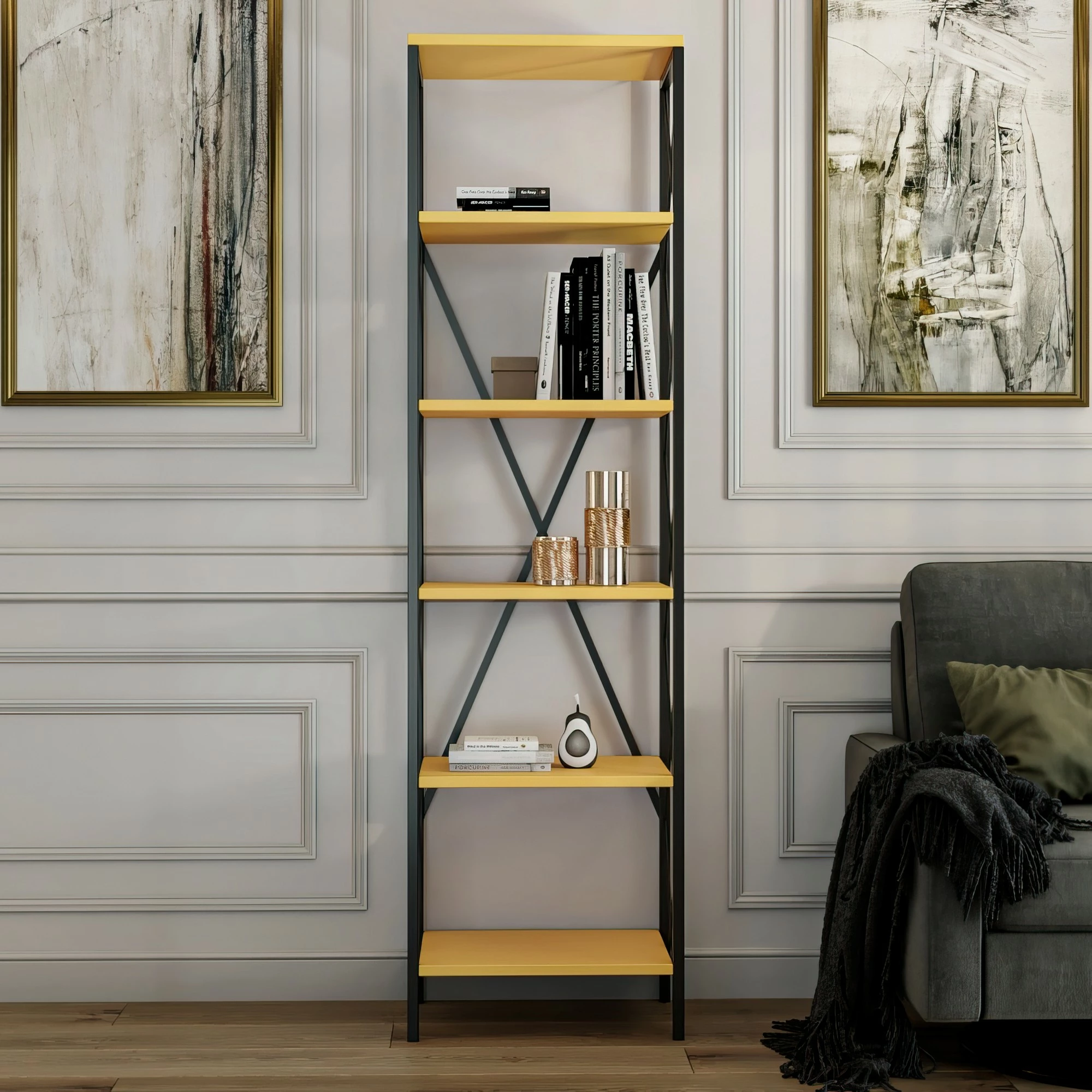 Raft librash Hanah Home, Suadiye, verdhë e zi