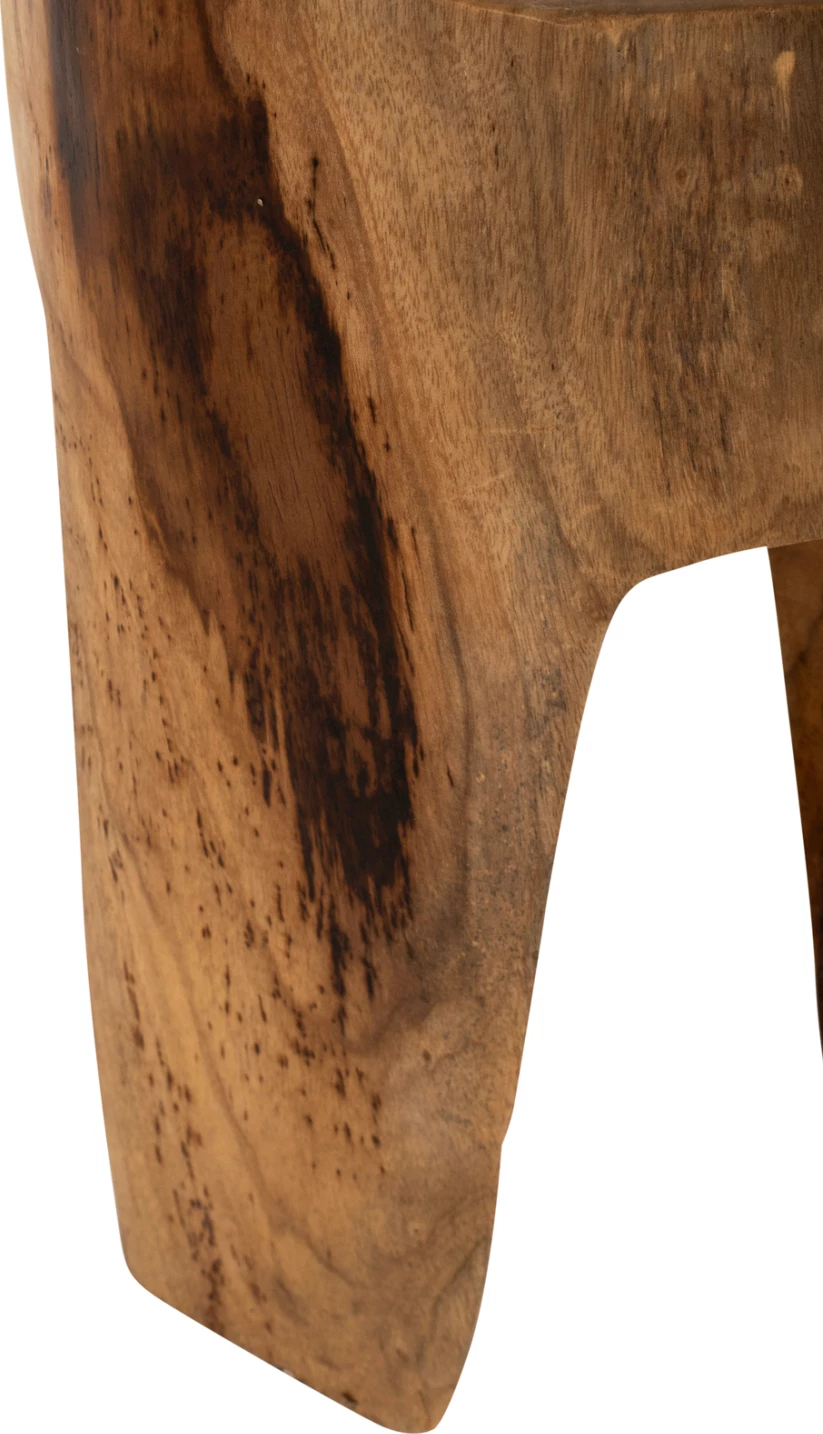 Stol me 3 këmbë, dru teak, ngjyrë natyrale, Φ30x40H cm, FH9349