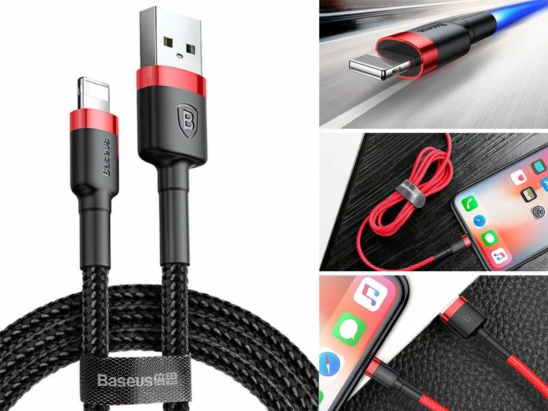 Kabllo USB-A në Lightning Baseus 31564-uniw 2 m 1.5A e thurur najloni, e kuqe
