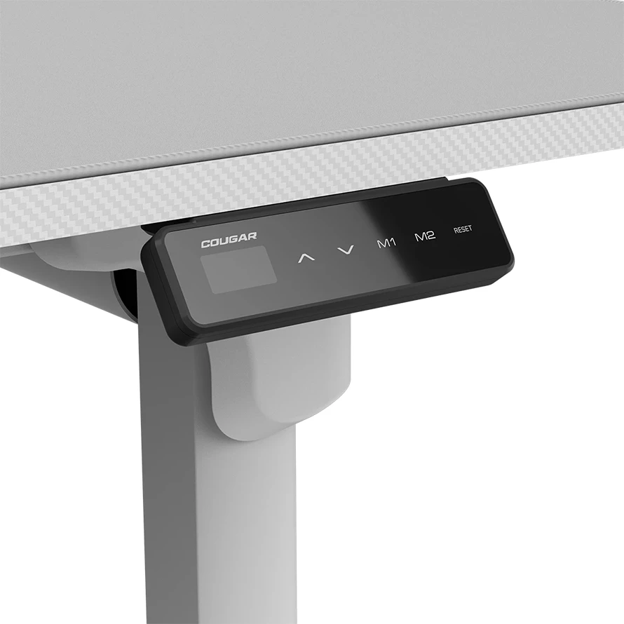Tavolinë gaming elektrike COUGAR E-GRAV 160, rregullim lartësie, ekran LCD, menaxhim kabllosh, e bardhë