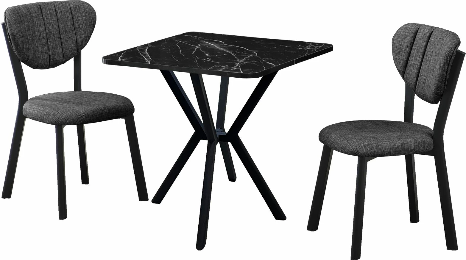 Tavolinë me karrige, zgjatshme, 3 copë, Skye Decor, elma-antracit, e zezë