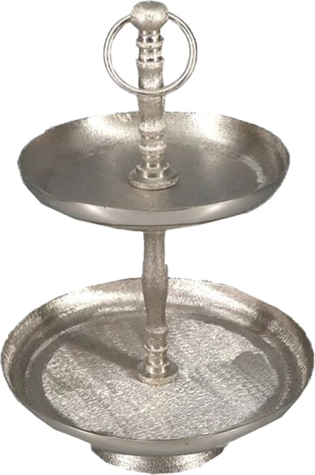 Stendë dy-katëshe, alumin, ngjyrë argjendi, 22x22x30cm