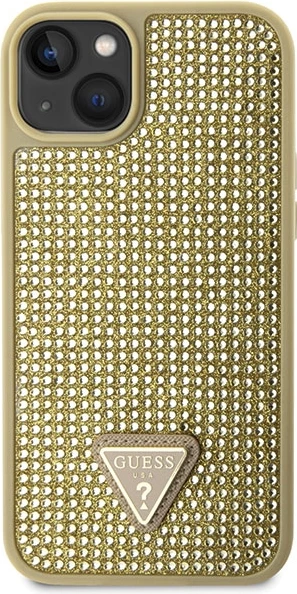 Mbështjellës Guess Rhinestone Triangle për iPhone 14 Plus 6.7", i artë, hardcase