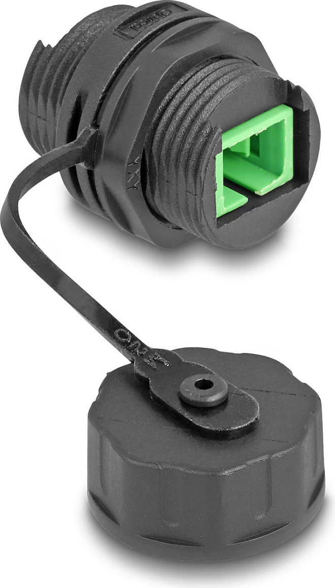 Adapter fiber optik DeLOCK SC Simplex femër-femër, IP68, i zi