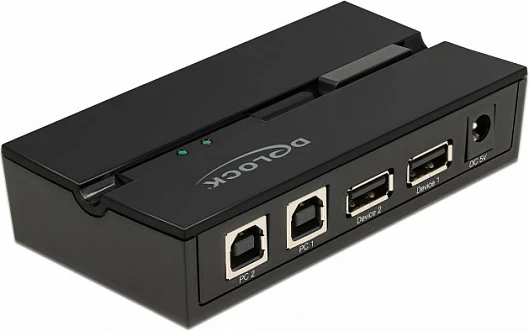 USB Switch DeLOCK 11492, 2x USB 2.0 pajisje për 2 PC, 0.48 Gbit/s, i zi