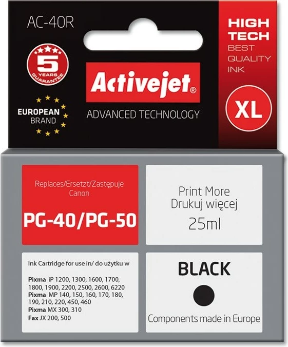 Ngjyrë zëvendësuese Activejet AC-40R për printer Canon, 25ml, e zezë