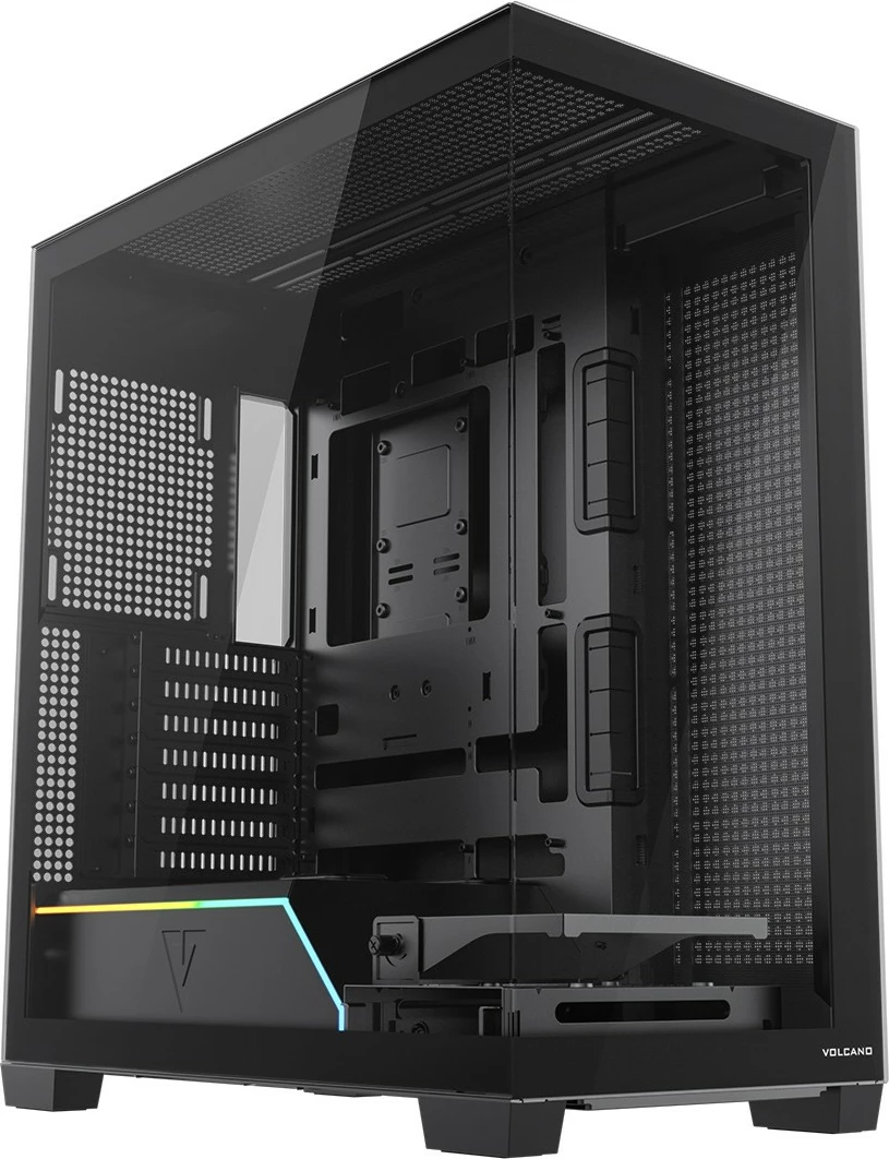 Kasë MODECOM VOLCANO STELLAR PLUS MIDI Tower, ATX/mATX/ITX, xham i temperuar, ARGB, pa ventilatorë, USB-C, e zezë