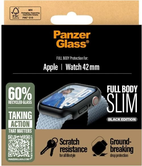 Mbrojtës trupit dhe ekranit PanzerGlass Snappie për Apple Watch 42mm, i zi
