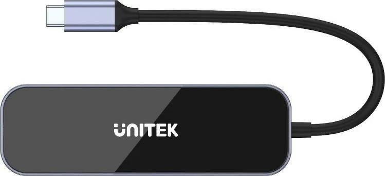 Hub USB-C Unitek D1084A 6-në-1 HDMI, 3x USB-A 3.1, USB-C PD, Gigabit Ethernet, i zi