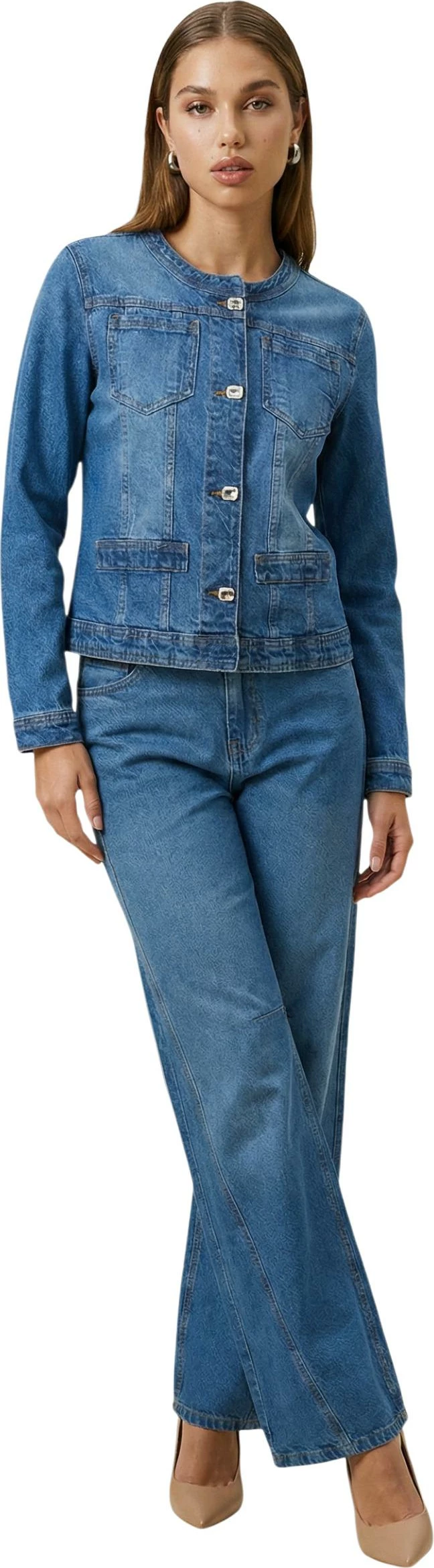 Jakne denim për femra I am SLE6GB025390D, blu denim [Madhësia: M]
