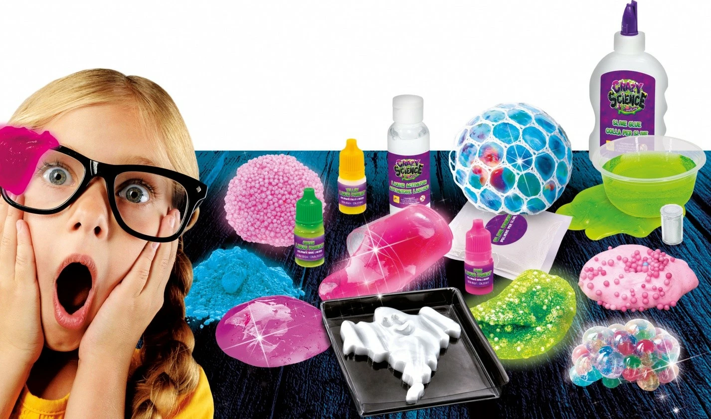 Set shkencor për slime që ndriçon, Lisciani Crazy Science, 304-PL89239, me aksesorë të ndryshëm