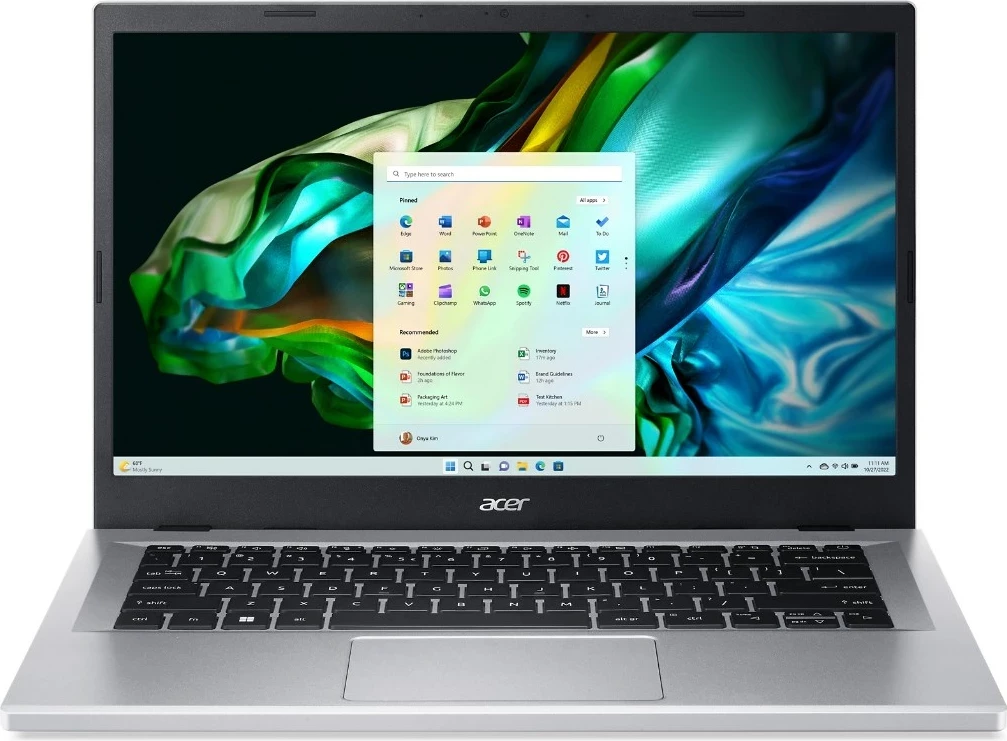 Laptop Acer Aspire 3 A314-36P-3772, Intel Core i3-N305, 8 GB RAM, 256 GB SSD, 14", Silver