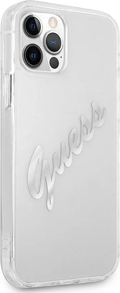 Mbështjellës Guess GUHCP12MKTRSVSI për iPhone 12/12 Pro 6.1", transparent, argjendtë