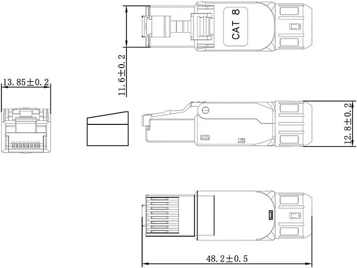 Konektor RJ-45 VALUE 21.99.1804, Cat8, mashkull, i drejtë, argjendtë