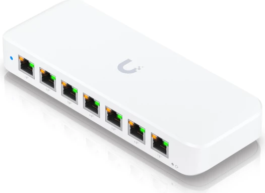 Switch Ubiquiti USW-Ultra-60W, 8x 1GbE, 7x PoE+, hyrje PoE++, 60W, i bardhë