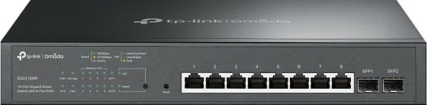 Switch TP-Link Omada 10-Port Gigabit Smart, 8-Port PoE+, Managed, Rack mounting, 1U