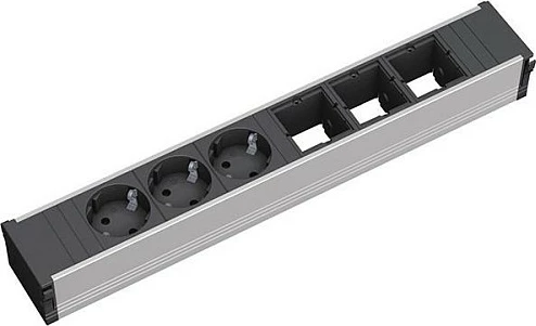 Modul prizash tavoline Bachmann CONI Large, 3x Schuko + 3x ABD, i zi/argjendtë