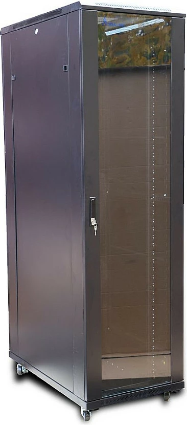 Kabinet rack Extralink 42U 800x800, 19", me derë xhami, me rrota, i zi