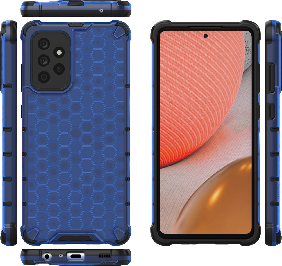 Mbështjellës Hurtel Honeycomb Case për Samsung Galaxy A72 4G, Blu