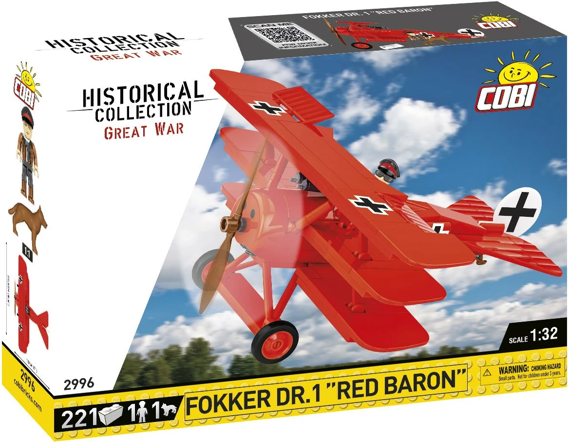 Set ndërtimi Cobi Fokker DR.1 Red Baron, 221 pjesë, me figura, Kuqe