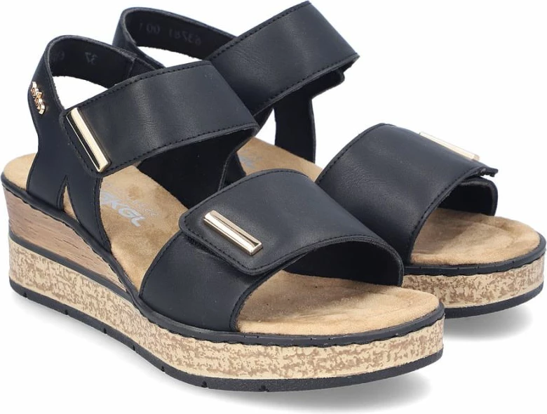 Sandale platforme femra Rieker 63781-00, të zeza