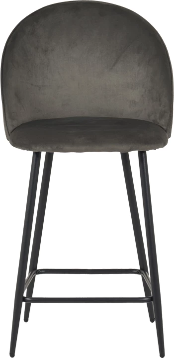 Karrige për bar Perch, kadife antracit, këmbë metalike të zeza, 50x43x99cm, set prej 2 copash