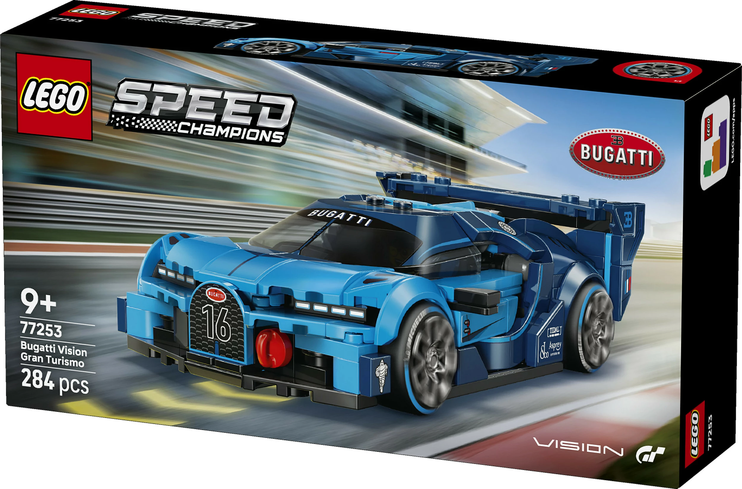 Set ndërtimi LEGO Speed Champions Bugatti Vision Gran Turismo 77253, 284 copë, 9+, kaltër