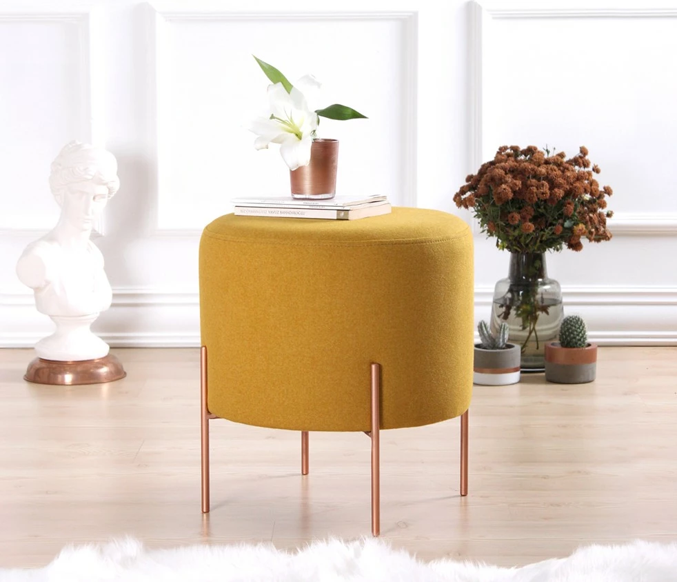 Puf Mustard Atelier del Sofa, këmbë bakri, 49