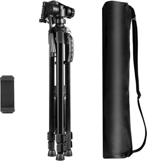 Tripod Puluz PU3096B me kokë 3D 360°, mbajtës telefoni, i zi, set